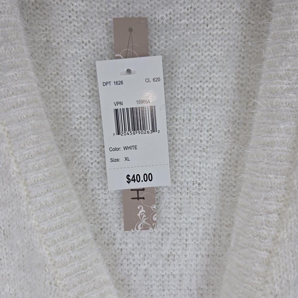 Vtg Fresh Cardigan White Womens XL Kimono Woven Lagenlook Cottagecore NWT - Picture 4 of 10